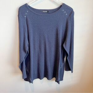 Nic + Zoe Blue Top with Silver Embellishment size 2X